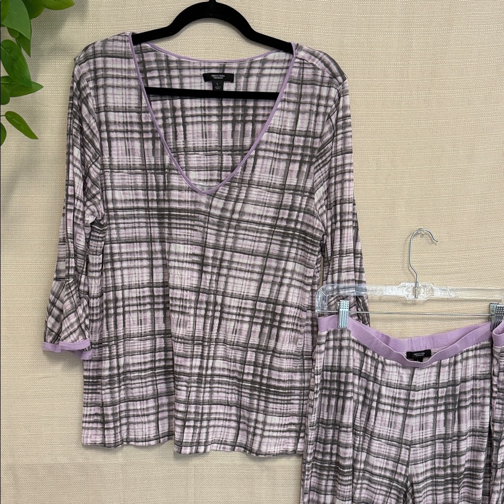 Simply Vera Vera Wang Lavender and Gray Plaid Top - Picture 5 of 6